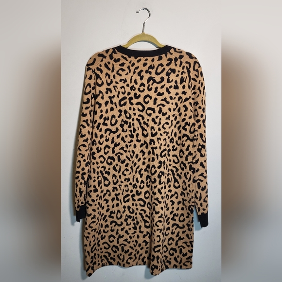 J. CREW NWOT Knit Shift Dress | Leopard Print | Wool Blend | Sweater | size L - Picture 2 of 7